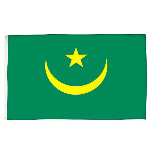 Image of AZ FLAG - Mauritania Flag - 3x5 Ft - Light Polyester Mauritanian Banner with Two Brass Eyelets - Fade Resistant - Vivid Colors - 3' x 5' Feet - 150x90 Cm