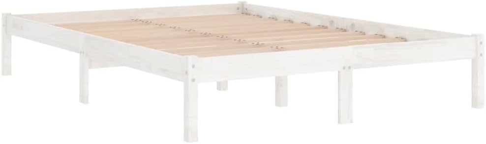 vidaXL Pine Solid Wood Bed Frame Bed Wooden Bed Double Bed Futon Bed Frame Bedroom Furniture White 140 x 200 cm