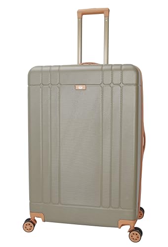 Dockers Hooper Hardside Expandable 8-Wheel Spinner Travel Luggage, Timberwolf, 28-Inch Checked
