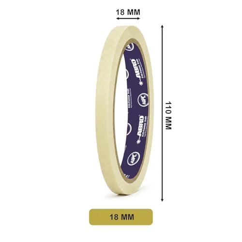 Image of ABRO Masking Tape 150 Microns Extra Strong Adhesion Heavy Duty Painter Tape for Automotive Painting Wood Metal Clean Removal Professional Use - 18MMX20MTR - 16 Pcs