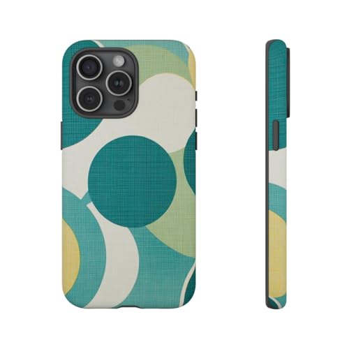 Coque rigide iPhone 15 Pro Max anti-rayures motif rétro bleu sarcelle