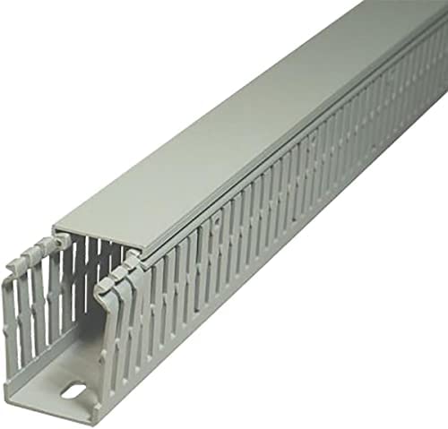 KlemsanKKC Series Narrow Slotted Wiring Duct 2-Pieces, 1 m Length x 8 cm Width x 10 cm Height Size, Grey