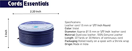 Cords Essentials Round Genuine Leather String Cord, Rope for Jewelry Making Necklaces, Bracelets, Kumihimo Braiding, Wraps - Image 2