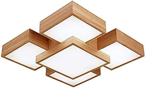 Luminaire plafonnier japonais LED en bois noble de haute transmittance pour intérieur épuré