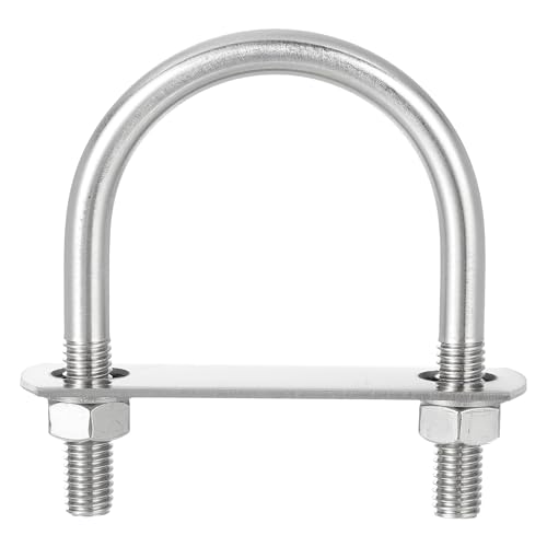 Image of uxcell Round U-Bolts, 4 Sets 62mm(2.44 inch) Inner Width 94mm Length M10 304 Stainless Steel U Clamp Bolt with Nuts and Plates, for Boat Trailer