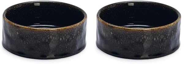 Beeztees DBL Köpek Mama Su Kabı, Seramik, Siyah, 13,5cm, 500ml (2 paketi)