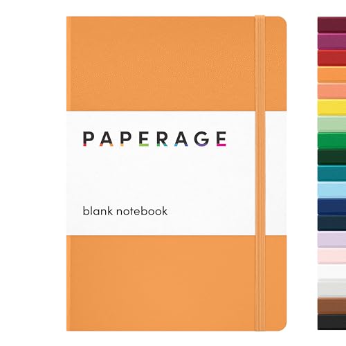 Image of PAPERAGE Blank Journal Notebook, (Marigold), 160 Pages, Medium 5.6 in x 8 in - 100 GSM Thick Paper - Hardcover Journaling Notebook for Work, School, Note Taking or Sketching