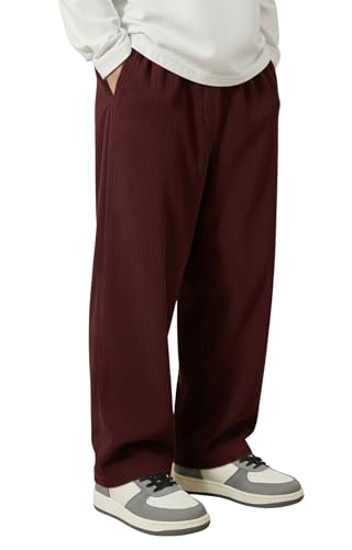 Image of INKKR Men's Polyester Causal Lightweight Elastic Waist with Drawstring Comfortable Loose Fit Trouser Pant