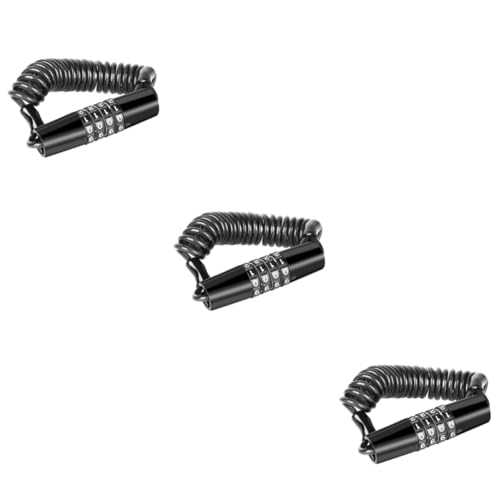 POPETPOP 3pcs Secure Bike Helmet Password Lock Cable Telescopic Lock for Outdoor Use Durable Scratch-Free