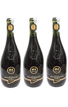 3x Cavino Mavrodaphne Mavrodafne aus Patras Griechenland a 750 ml roter Likörwein griechischer Rotwein Rot Wein Likör + 1 Probier Sachets Olivenöl aus Kreta a 10 ml