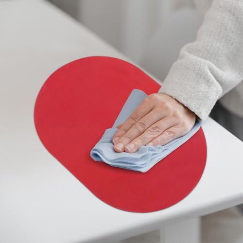 fanquare Silicone Placemats, Oval Placemats for Dining Table Dark Red Christmas Party Place Mats - Image 3