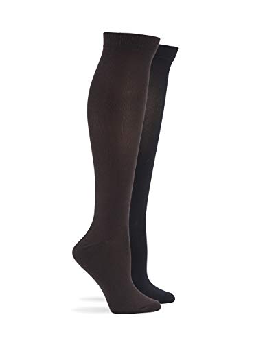 HUE womens Supersoft Knee 2 Pair Pack Casual Socks, Espresso, One Size US