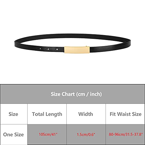 Women Skinny Faux Leather Waist Belt, Gold Buckle Adjustable Slim Cinch Waistband for Dress4