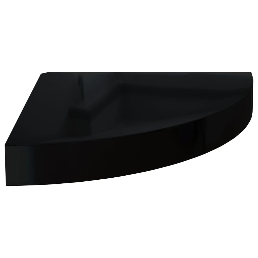 Eck-Schweberegal Set 4 STK. Hochglanz-Schwarz 25x25x3,8 cm MDF Wabenplatten-Design Metall Wandhalterung Unsichtbares Befestigungssystem Stabile Aufbewahrung für Bücher