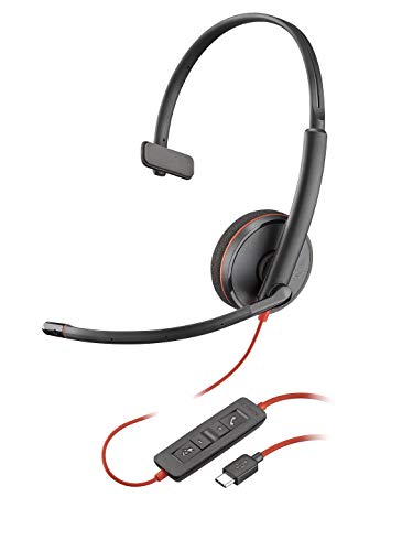 Plantronics Blackwire 3225 USB-A Headset, On-Ear Mono Headset, Wired (Renewed)