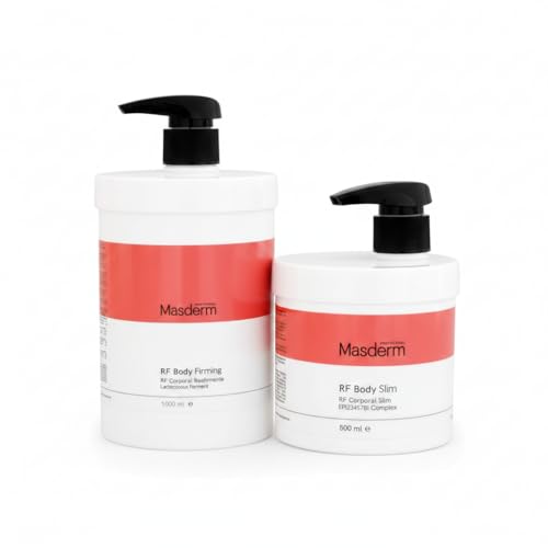 RF Tratamiento Corporal Profesional Anticelulitis y Reafirmante – Gel y Crema de Radiofrecuencia 1000 ml + Crema Reductora 500 ml con Cavitación, Ultrasonidos y LED para Abdomen, Glúteos y Piernas