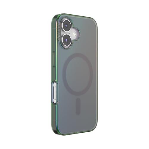 Image of POPSOCKETS Polycarbonate iPhone 16 Protective Case Compatible with Magsafe, Phone Case for iPhone 16, Wireless Charging Compatible - Nightshade,Green