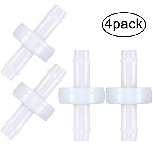 4 Packs Check Valve, 1/4 Inch 6mm PVDF Wear-Resistant One-Way Check Valve