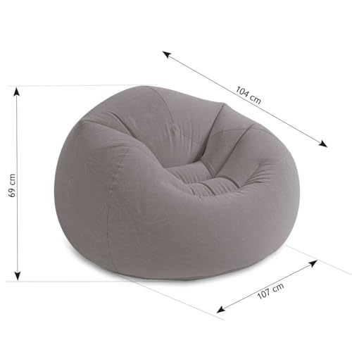 Intex 68579NP – Aufblasbarer Sitzsack, Vinyl, Grau, 114 x 114 x 71 cm