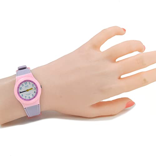 Relógio Infantil Feminino Rosa e Lilás Prova D'Água Ponteiro