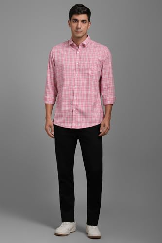 Image of Louis Philippe Men's Slim Fit Premium Cotton Easy Care, Soft Handfeel Full Sleeve Checks Casual Shirt