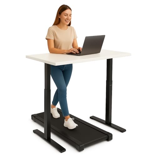Image of Pulse Electric Height Adjustable Table Standing Desk with 4 Memory Presets| 1200 X 7500 CM (25mm White Top & Black Frame)| 80KG Wt Cap| 3 Year Warranty| Adaptor Hanger, Headphone & Cup Holder