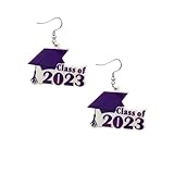 Locrccl Graduation Gifts 2023 college Acrylic Bachelor's Hat Earrings Leopard Earrings High School C