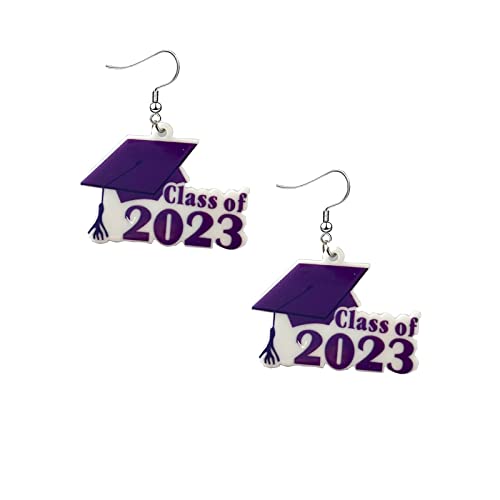 Locrccl Graduation Gifts 2023 College Acrylic Bachelor's Hat Earrings Leopard Earrings High School College Graduation Party Jewelry Graduation Hat Earrings For Women Girls Jewelry (C) #TOP4