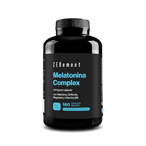 Melatonina 1,95 mg con 5-HTP, Magnesio y Vitamina B6, 180 Cápsulas | Ayuda con el insomnio o trastornos del sueño | Vegano, No-GMO, GMP, libre de aditivos, sin Gluten | de Zenement