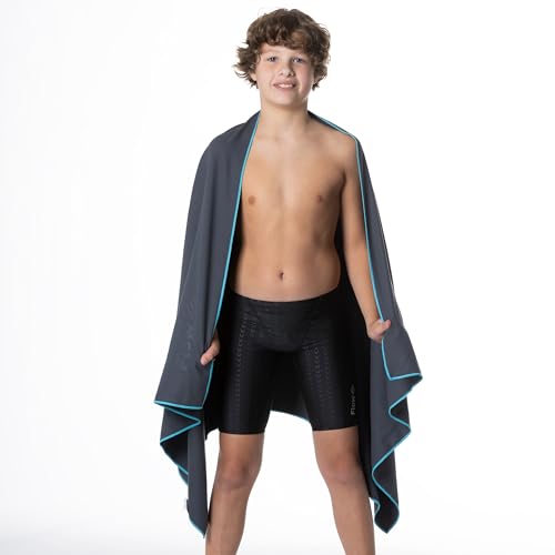 Flow Hydro Sport Towel - Microfiber Quick Dry Swimming Towels for Swim, Pool, Triathlon, and Other Water Sports in Medium and Large Sizes (Gray, Large (60" x 30"))