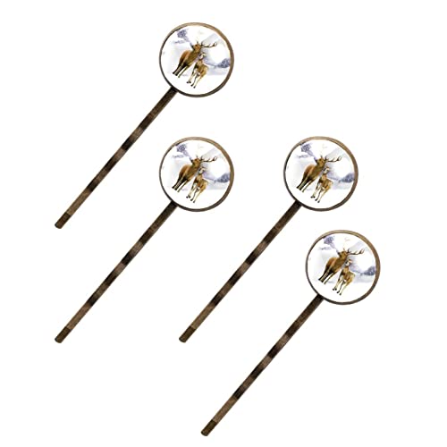 Pince à cheveux latérale motif cerf neige | Lot de 4 barrettes femme pour cheveux fins