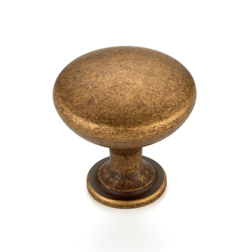 Image of Ravinte Antique Brass Cabinet Knobs, Zinc Knobs Drawer Pulls, 30 Pack | Round Knob Shape, Smooth Pull Grip, Kitchen Cabinet Update, For Dressers, Drawers, Cabinet Doors, Furniture Hardware Projects