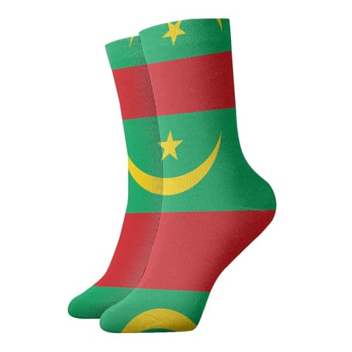 asbwuo Chaussettes chaudes toutes saisons de 30 cm, imprimées du drapeau de la Mauritanie. Chaussettes épaisses et confortables, antidérapantes, parfaites pour la maison et le bureau.