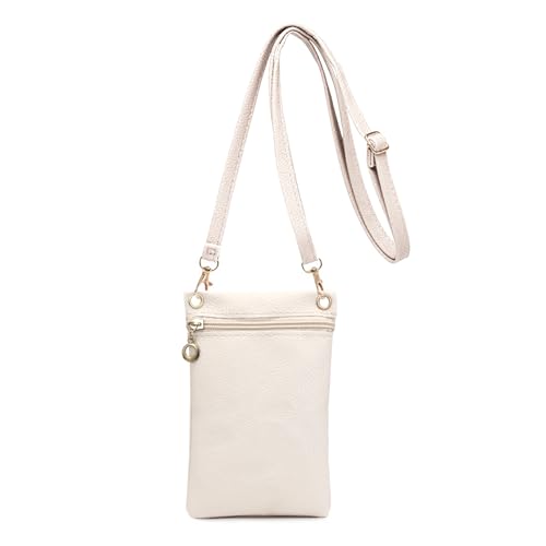 Energather Handy Tasche, Weiches PU-Leder Handy Umhängetasche Umhängen Damen, Handytasche Zum mit kann getrennt werden Schulterblätter Gürtel für Einkaufen, Verabredungen, Spaziergänge (white)
