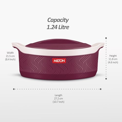 Image of MILTON Evoke 1500 PU Insulated Inner Stainless Steel Casserole, 1240 ml, Maroon, BPA Free, Food Grade, Hot and Cold, Easy to Carry, Easy to Store, Chapati, Roti, Curd Maker