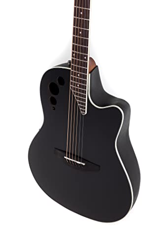 Applause Elite AE44-5S Guitare électro-acoustique, à profondeur de corps moyenne et pan coupé, satinée noire - Les Beatles, Paul McCartney, John Lennon, RIngo Starr, George Harrison Applause Elite AE44-5S Guitare électro-acoustique, à profondeur de corps moyenne et pan coupé, satinée noire – Image 6