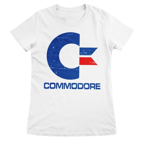 T-Shirt Commodore 64 Blanc pour Femmes avec Logo Vintage Officiel en Taille XL