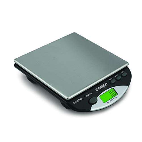 Truweigh General Compact Bench Scale - (3000g X 0.1g - Black) - Digital Kitchen Scale - Shipping Scale - Large Kitchen Scale - Digital Postal Scale - Large Food Scale - Professional Digital Scale