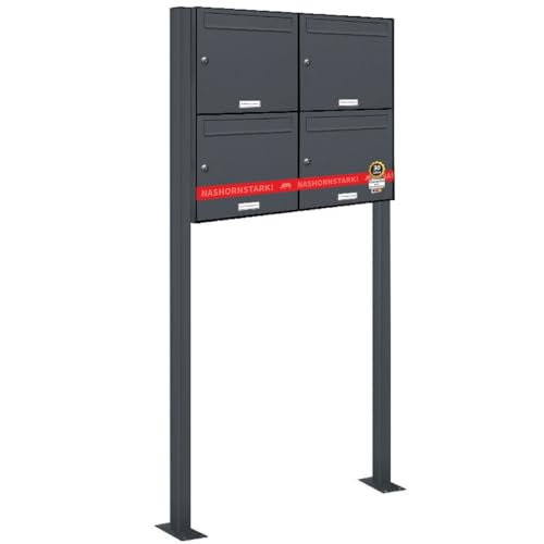 AL Briefkastensysteme 4er Standbriefkasten in Anthrazitgrau RAL 7016 als 4...