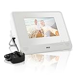 Pyle Portable Waterproof Multimedia Disc Player - 7in Screen White Digital Music Audio Video Player w/ Dual Stereo Speakers, CD DVD Tray, RCA, USB, Rechargeable Battery, Headphones, Remote PLMRDV74