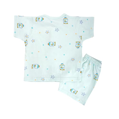 Image of Lil' Shark Baby Cotton T-Shirt & Shorts Set | 100% Pure Cotton Summer Wear for Baby Boys & Girls | Soft, Breathable Infant Casual Outfit | Printed T-Shirt with Shorts Set