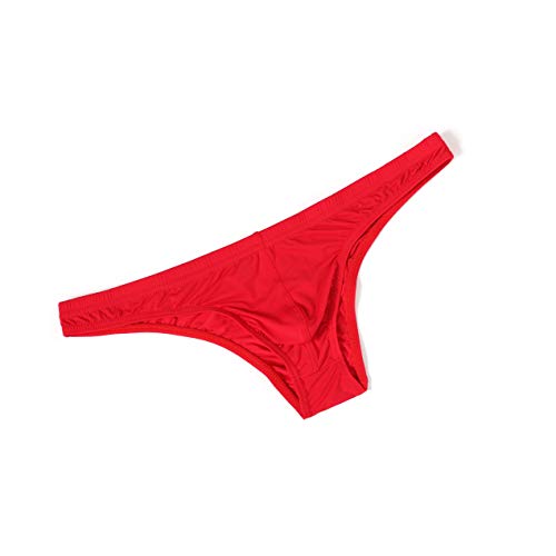 MuscleMate Men's Bikini Underwear, Men's Thong Underwear, No Visible Lines, Men's Thong G-String Undie (XL, Red)