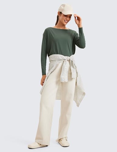 Image of CRZ YOGA Long Sleeve Workout Shirts for Women Loose Fit-Pima Cotton Yoga Shirts Casual Fall Tops Shirts