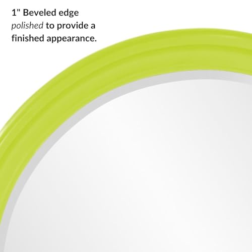 Image of Howard Elliott Collection George Round Glossy Green Wall Mirror, Bevelled Vintage Hanging Wood Framed Vanity Mirrors for Home Decor, Living Room, Bathroom, Bedroom, or Hallway, 36 Inch Round