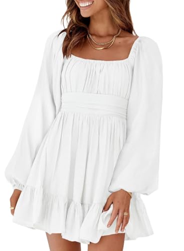 Dokotoo Womens Dress Long Lantern Sleeve Square Neck Tie Backless...