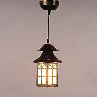 BD Light Golden Antique Hut Design Hanging Ceiling Pendant Light Lamp Sconce for Dining Room, Bedroom, Living Room Decor (Bulb Not Included)