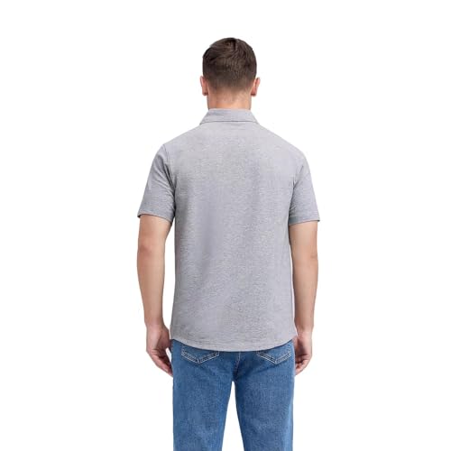 Mens Long and Short Sleeve Polo Shirts Pocket Casual Solid Cotton Blend Drop Cut Collared Polo Shirts for Men3