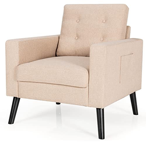 Sillón Plegable Beige con Tapizado de Lino