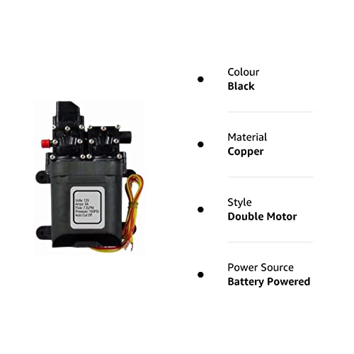 Earth Garden Pressure Battery Sprayer DC Pump Double Motor 12 V Pump, Black