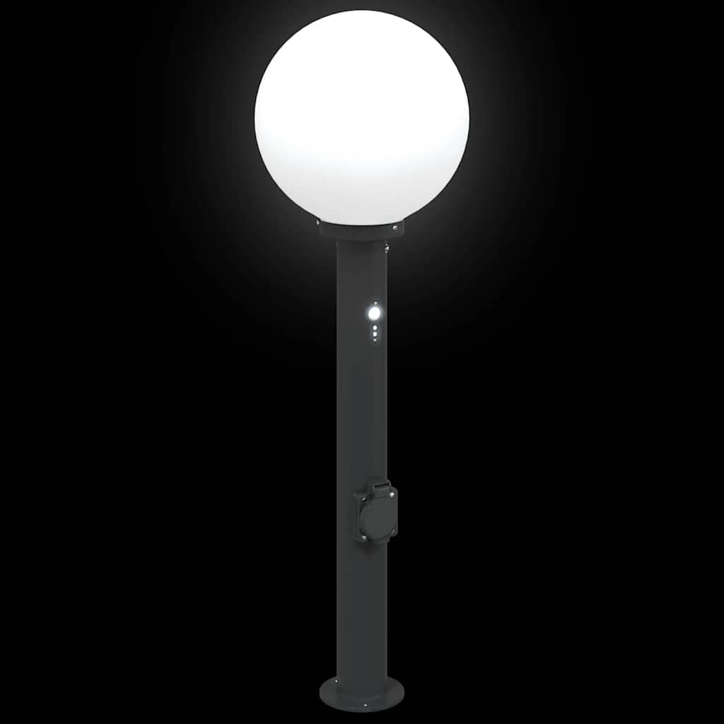 Lampadari con sensore e presa, 3 pezzi, 80 cm, in acciaio inox, nero, IP44, illuminazione esterna con sensore di movimento, per giardino, terrazza, sentiero, vialetto e veranda